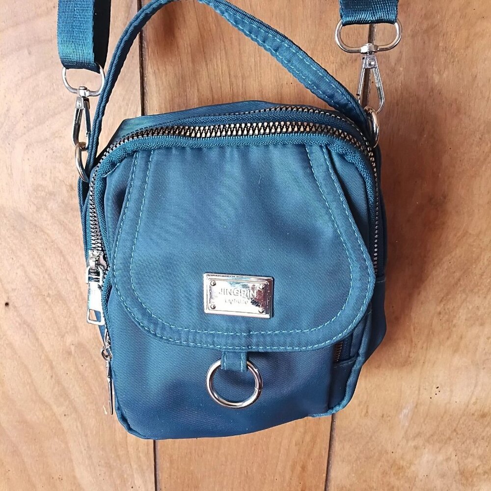 Jingpin Lightlife Teal Crossbody Bag Mini Camera Bag Adjustable Strap New
